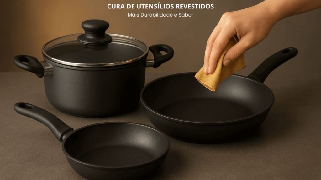 Cura de panelas de ferro fundido para maior durabilidade e desempenho.