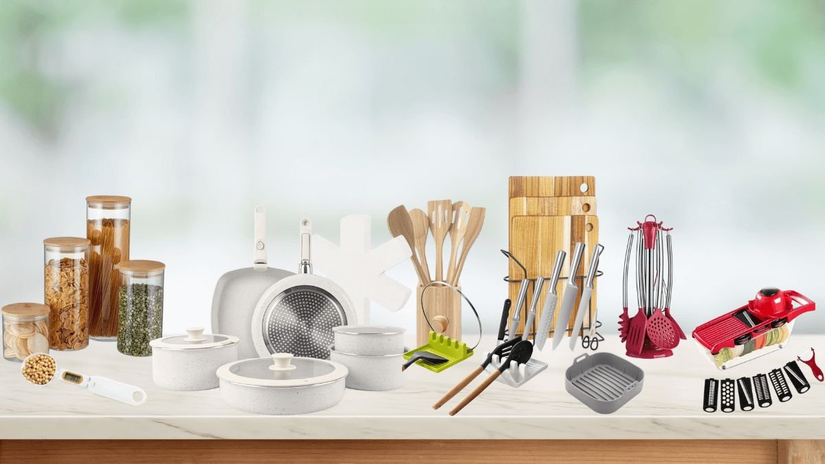 Materiais de cozinha 2025: inox, silicone e vidro resistentes e sustentáveis.